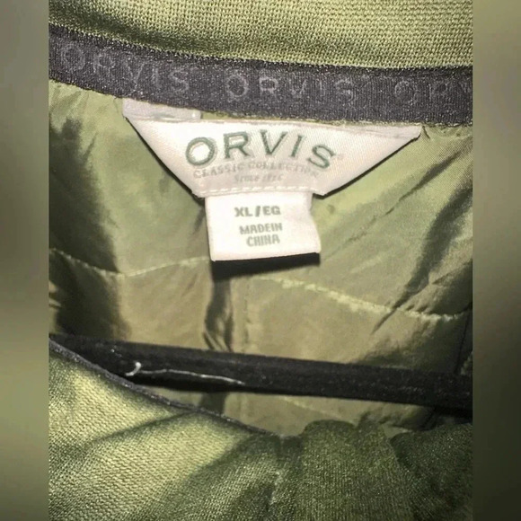 Men’s Xl Orvis olive green mixed media zip up jacket . Micro fleece & part puff. - Picture 6 of 12